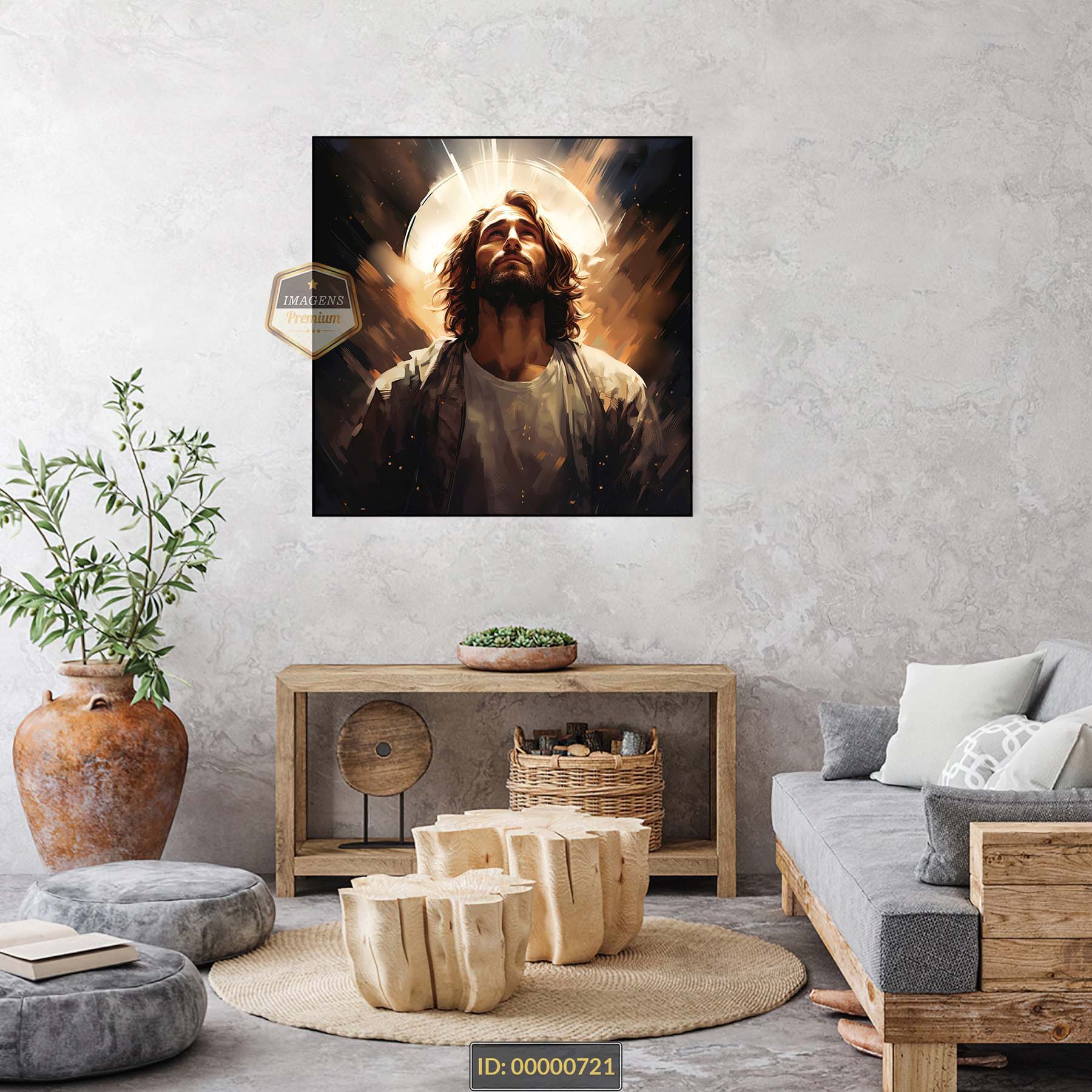 No momento, você está visualizando Arte IA abstrata Jesus orando ao Pai estilo pintura minimalista moderna super luxo